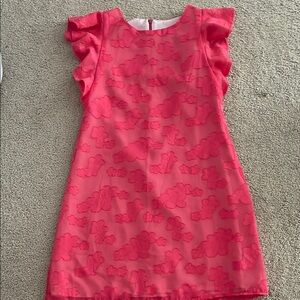 Florence Eiseman girls bright coral pink Ruffled floral Sheath Dress sz 10